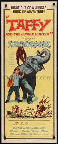 6z383 TAFFY & THE JUNGLE HUNTER insert 1965 Jacques Bergerac, great art of boy with baby elephant!