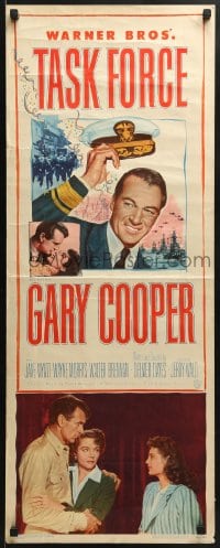 6z392 TASK FORCE insert 1949 great image of Gary Cooper in uniform with his hat in the air!