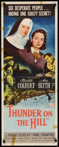 6z396 THUNDER ON THE HILL insert 1951 Claudette Colbert, 6 desperate people hiding 1 guilty secret!