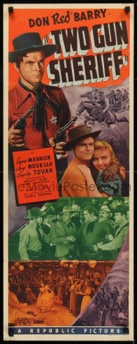 6z407 TWO GUN SHERIFF insert 1941 cool images of Don 'Red' Barry, Mexican dancer, western montage!
