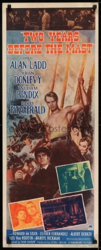 6z410 TWO YEARS BEFORE THE MAST insert 1945 art of barechested Alan Ladd, Brian Donlevy, Bendix!