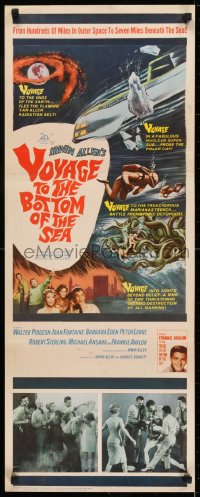 6z423 VOYAGE TO THE BOTTOM OF THE SEA insert 1961 fantasy sci-fi art of scuba divers & monster!