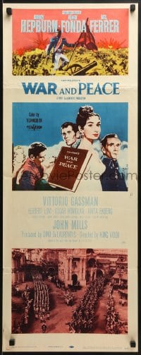 6z428 WAR & PEACE insert 1956 art of Audrey Hepburn, Henry Fonda & Mel Ferrer, Tolstoy!