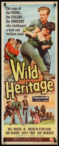 6z445 WILD HERITAGE insert 1958 Will Rogers Jr. & Maureen O'Sullivan in a bold and reckless land!
