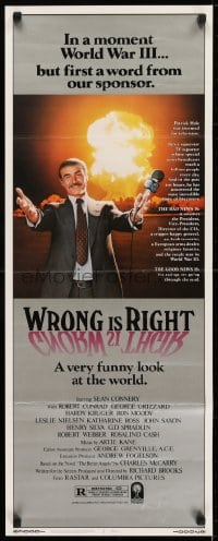 6z458 WRONG IS RIGHT insert 1982 TV reporter Sean Connery in front of nuclear explosion!