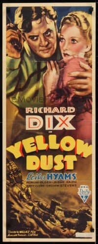6z461 YELLOW DUST insert 1936 Richard Dix & pretty Leila Hyams in great Nevada gold rush!