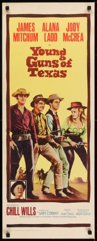 6z466 YOUNG GUNS OF TEXAS insert 1963 teen cowboys James Mitchum, Alana Ladd & Jody McCrea!