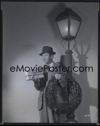 7a025 HARVEY 8x10 negative 1950 James Stewart by lamp post holding Christmas wreath & present!