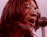 7a221 LET IT BE 4x5 transparency 1970 The Beatles, c/u of John Lennon singing into microphone!