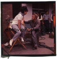 7a418 NEVADA SMITH 3x4 transparency 1966 candid of Steve McQueen taking smoke break with his wife!