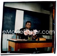 7a426 TO SIR, WITH LOVE 3x3 transparency 1967 dedicated teacher Sidney Poitier sitting at desk!
