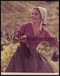 7a269 VIRNA LISI 4x5 transparency 1960s great smiling close up wearing head scarf & holding wine!