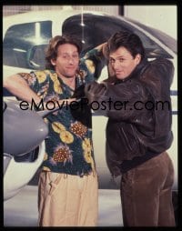 7a277 WINGS 4x5 transparency 1990 portrait of Tim Daly & Steven Weber posing by airplane!