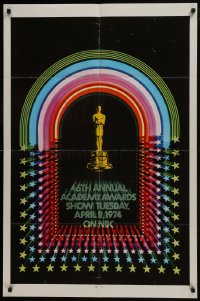 7b009 46TH ANNUAL ACADEMY AWARDS 1sh 1974 great image of Oscar statuette!