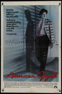 7b036 AMERICAN GIGOLO 1sh 1980 male prostitute Richard Gere is being framed for murder!