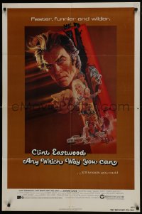 7b052 ANY WHICH WAY YOU CAN 1sh 1980 cool artwork of Clint Eastwood & Clyde by Bob Peak!