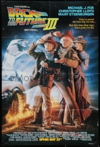 7b077 BACK TO THE FUTURE III advance DS 1sh 1990 Michael J. Fox, Chris Lloyd, Zemeckis, Drew art!
