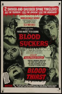 7b129 BLOOD SUCKERS/BLOOD THIRST 1sh 1971 wacky horror double-bill!