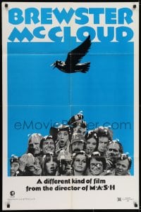 7b150 BREWSTER McCLOUD style B teaser 1sh 1971 Altman, Bud Cort, people covered w/bird droppings!