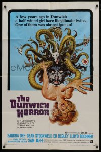 7b255 DUNWICH HORROR 1sh 1970 AIP, art of multi-headed monster attacking woman by Reynold Brown!