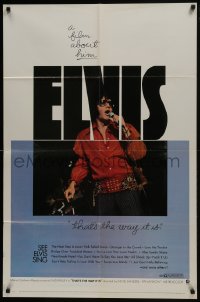 7b267 ELVIS: THAT'S THE WAY IT IS 1sh 1970 great close image of Presley singing on stage!