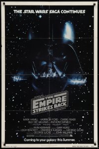 7b273 EMPIRE STRIKES BACK NSS style advance 1sh 1980 George Lucas, Darth Vader head in space!