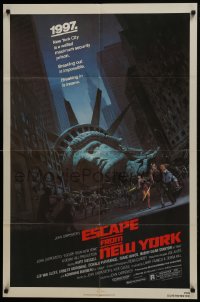 7b282 ESCAPE FROM NEW YORK NSS style 1sh 1981 John Carpenter, decapitated Lady Liberty by Jackson!