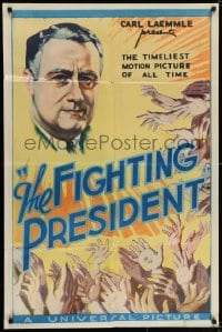 7b306 FIGHTING PRESIDENT 1sh 1933 great art of hands applauding Franklin D. Roosevelt, rare!