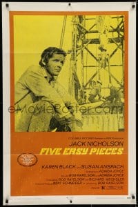 7b311 FIVE EASY PIECES 1sh 1970 cool image of Jack Nicholson, directed by Bob Rafelson!