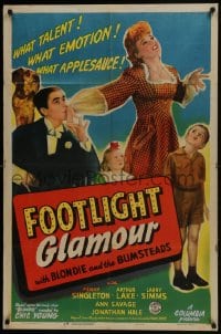 7b318 FOOTLIGHT GLAMOUR 1sh 1943 Penny Singleton as Blondie, Arthur Lake, what applesauce!