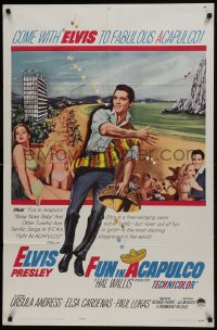 7b333 FUN IN ACAPULCO 1sh 1963 Elvis Presley in fabulous Mexico with sexy Ursula Andress!