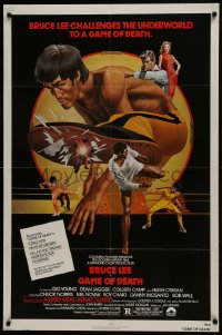 7b335 GAME OF DEATH 1sh 1979 Bruce Lee, cool Bob Gleason martial arts artwork!