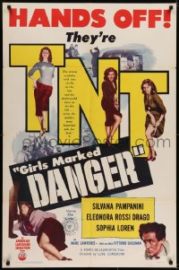 7b351 GIRLS MARKED DANGER 1sh 1954 sexy Silvana Pampanini, Sophia Loren & Eleonora Drago!