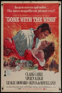 7b359 GONE WITH THE WIND 1sh R1970 Howard Terpning art of Gable carrying Leigh over burning Atlanta!