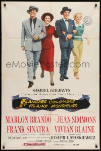 7b368 GUYS & DOLLS 1sh 1955 Marlon Brando, Jean Simmons, Frank Sinatra & Blaine arm-in-arm!