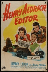 7b387 HENRY ALDRICH, EDITOR style A 1sh 1942 great artwork of newspaper chief Jimmy Lydon!