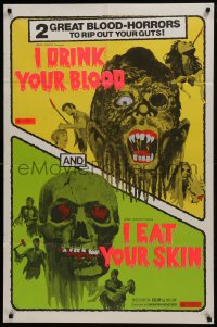 7b406 I DRINK YOUR BLOOD/I EAT YOUR SKIN 1sh 1971 two great blood-horrors that rip out your guts!