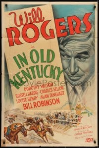 7b419 IN OLD KENTUCKY style B 1sh 1935 artwork of Will Rogers, pretty Dorothy Wilson, ultra rare!