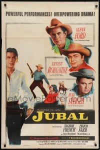 7b450 JUBAL style B 1sh 1956 cowboys Glenn Ford, Ernest Borgnine & Rod Steiger!