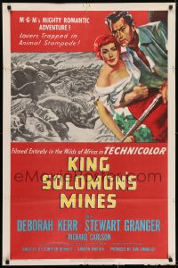 7b468 KING SOLOMON'S MINES 1sh 1950 Deborah Kerr, Granger & stampeding African animals!