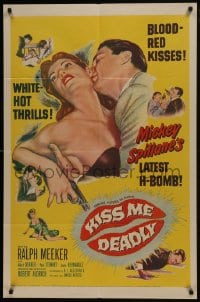 7b469 KISS ME DEADLY 1sh 1955 Mickey Spillane, Robert Aldrich, Ralph Meeker as Mike Hammer!