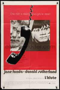 7b470 KLUTE 1sh 1971 Donald Sutherland & Jane Fonda, dangling telephone art!