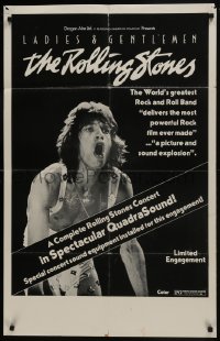 7b471 LADIES & GENTLEMEN THE ROLLING STONES 24x38 1sh 1973 great c/u of rock & roll singer Mick Jagger!