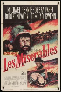 7b487 LES MISERABLES 1sh 1952 Michael Rennie as Jean Valjean, Debra Paget, Victor Hugo!