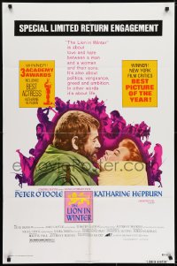 7b499 LION IN WINTER 1sh R1975 Katharine Hepburn, Peter O'Toole as Henry II!