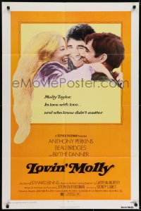 7b517 LOVIN' MOLLY 1sh 1974 art of Blythe Danner, Anthony Perkins & Beau Bridges!