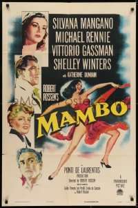 7b529 MAMBO 1sh 1954 art of top stars including Michael Rennie & full-length sexy Silvana Mangano!