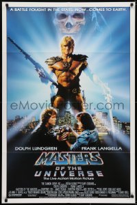 7b545 MASTERS OF THE UNIVERSE 1sh 1987 great image of Dolph Lundgren as He-Man!