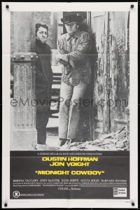 7b551 MIDNIGHT COWBOY 1sh 1969 Dustin Hoffman, Jon Voight, John Schlesinger classic, x-rated!