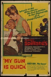 7b584 MY GUN IS QUICK 1sh 1957 Mickey Spillane, introducing Robert Bray as Mike Hammer!
